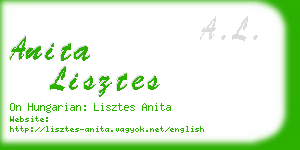 anita lisztes business card